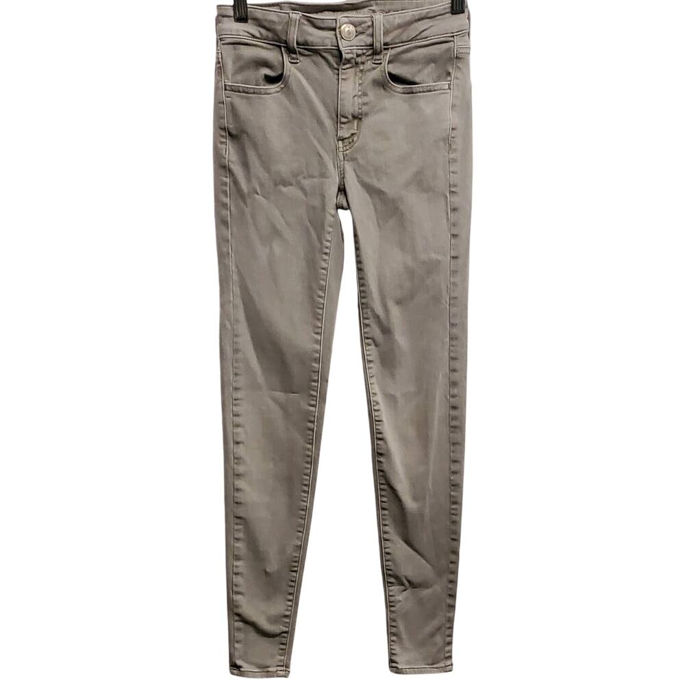 American Eagle Women's Next Level Stretch Skinny Gray/Green Jeans Size 00